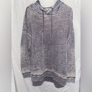 Grey distressed hoodie, high low